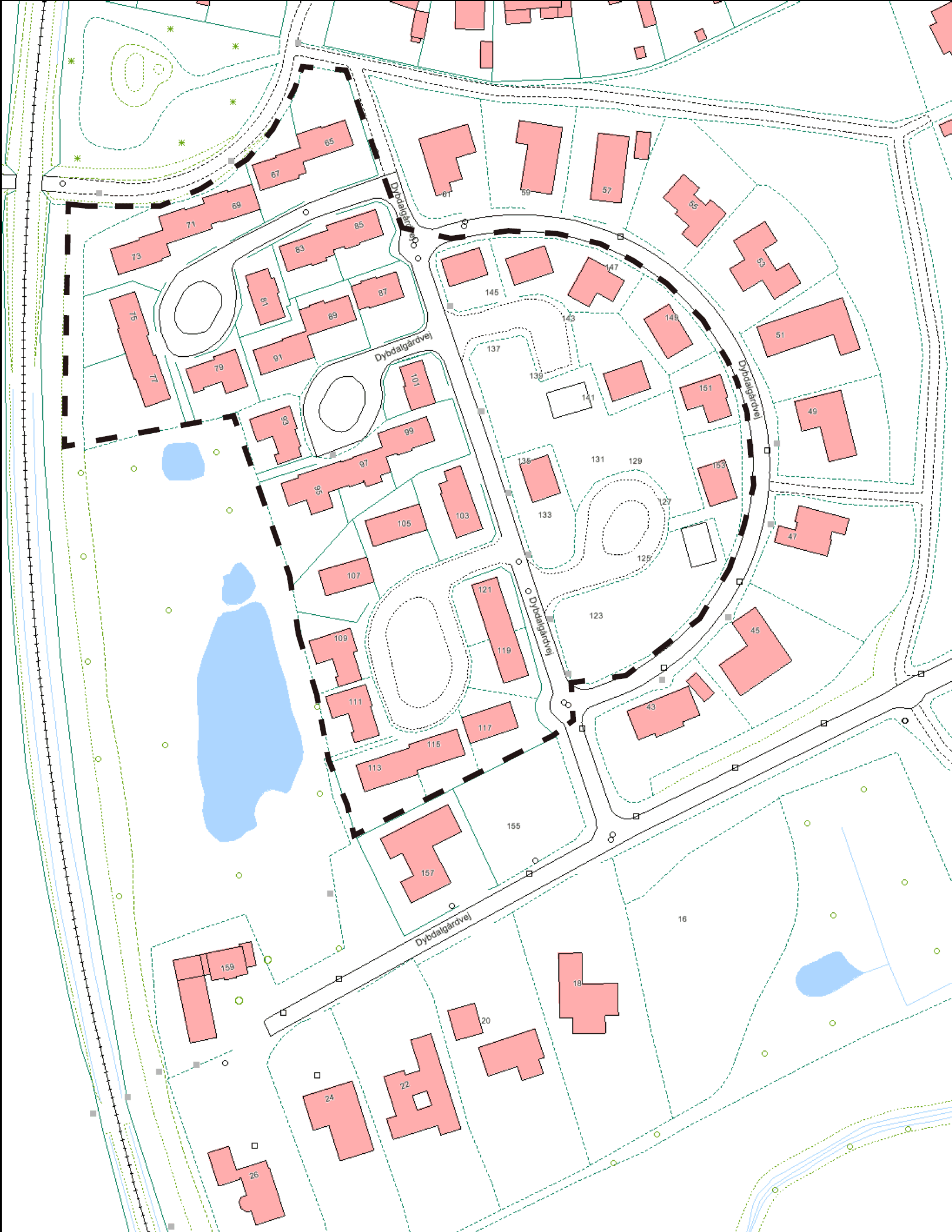 Kortet viser det omrde, som retningslinjerne for carporte mv. berrer